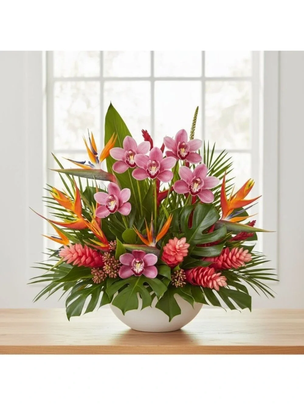 Artificial Cymbidium Orchid Stems Soft Pink Rose Burgundy Faux Orchid Bouquet Re